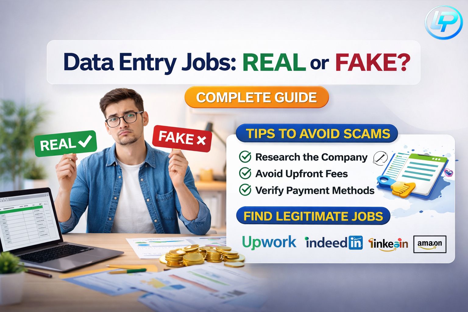 Data entry jobs real or fake guide showing tips to avoid scams and find legitimate work from home data entry jobs