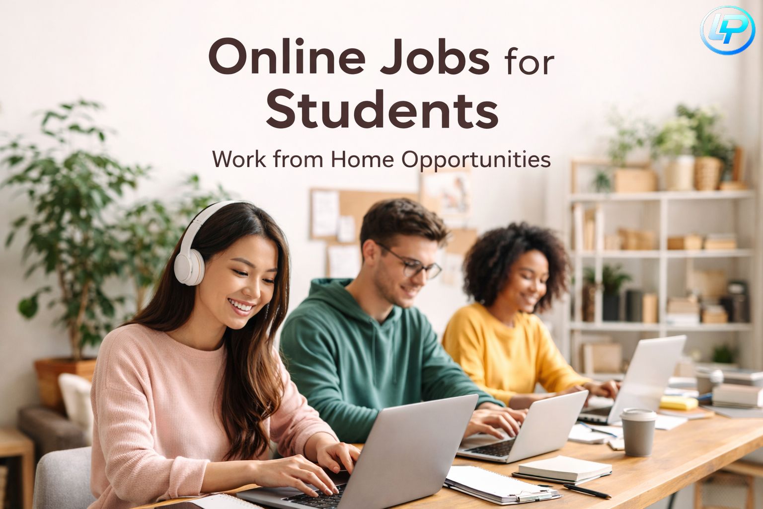 Students working on laptops doing online jobs for students and work from home opportunities