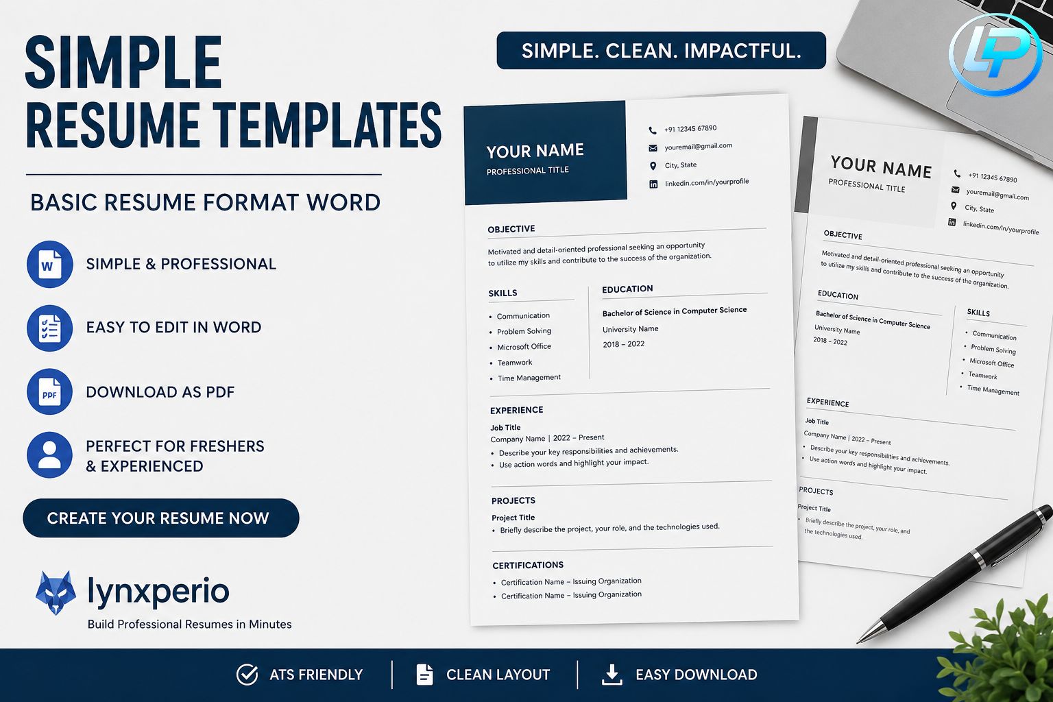 Simple Resume Format Word Free Download Guide with ATS-friendly resume template in Microsoft Word for freshers and professionals.